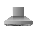 Front view of the ProlineRangeHoods.com 48 and 60-inch Wall Mounted Range Hood, crafted from thick 304 stainless steel with a modern design.