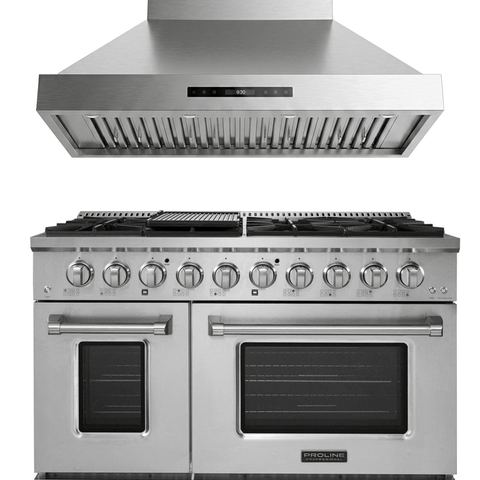 Proline PLSR 48" All-Gas Range + PLSW King Air Wall-Mounted Range Hood 48" Bundle — Save 10%