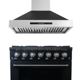 Proline PLSR 36" Dual Fuel Range & King Air Hood (Matte Black) bundle—save 10% at ProlineRangeHoods.com.