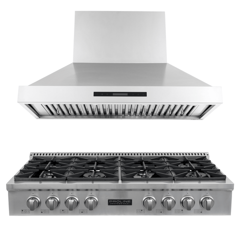 Proline PLST 48" Gas Range + PLSW King Air Wall-Mounted Range Hood 48" Bundle — Save 10%
