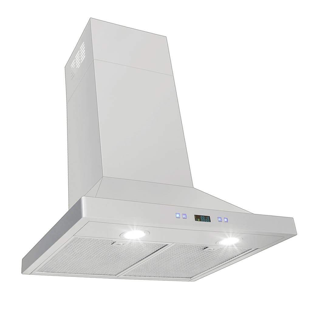 ProlineRangeHoods.com sleek Wall Mounted Range Hood, part of the PLFW 520 series, has digital controls, LEDs, two vent filters in stainless steel finish, and is convertible to ductless with 600/900 CFM.