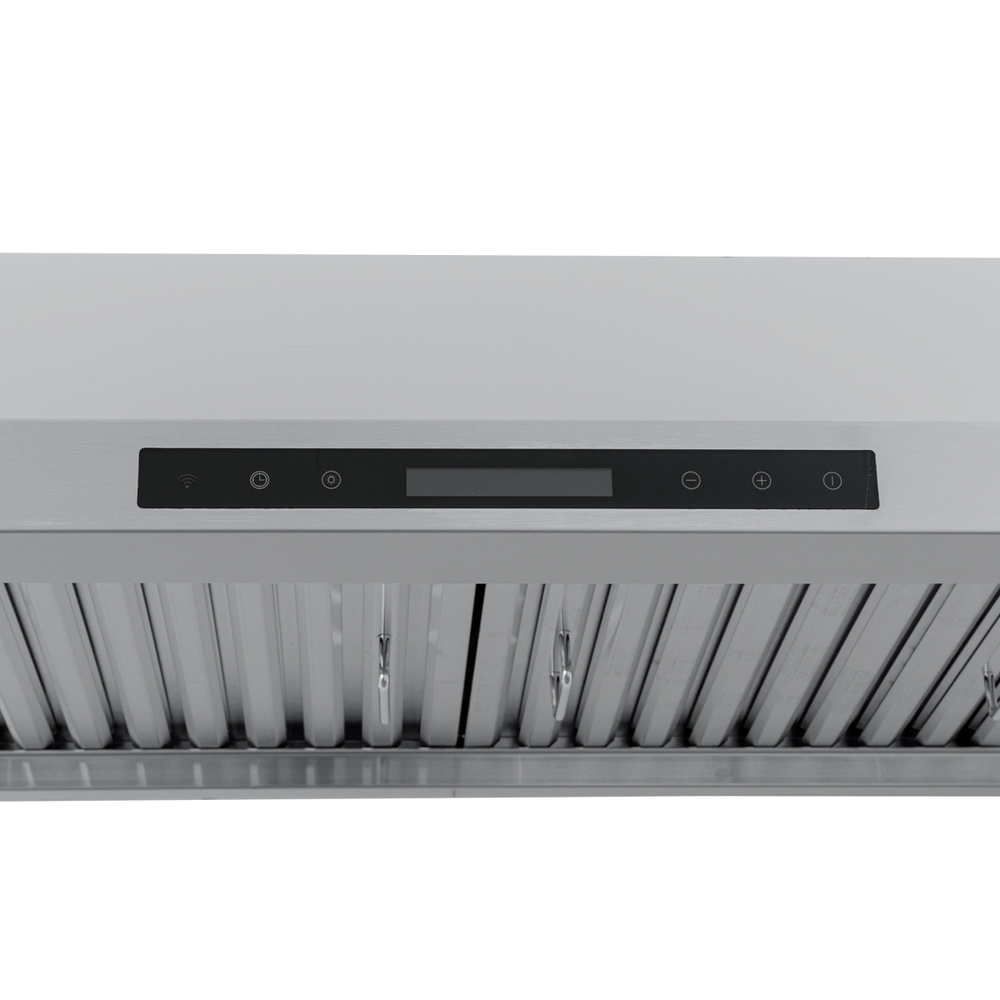 ProlineRangeHoods.com PLJW 120 under cabinet stainless range hood with digital panel, filters, 900/1800 CFM, ductless option.