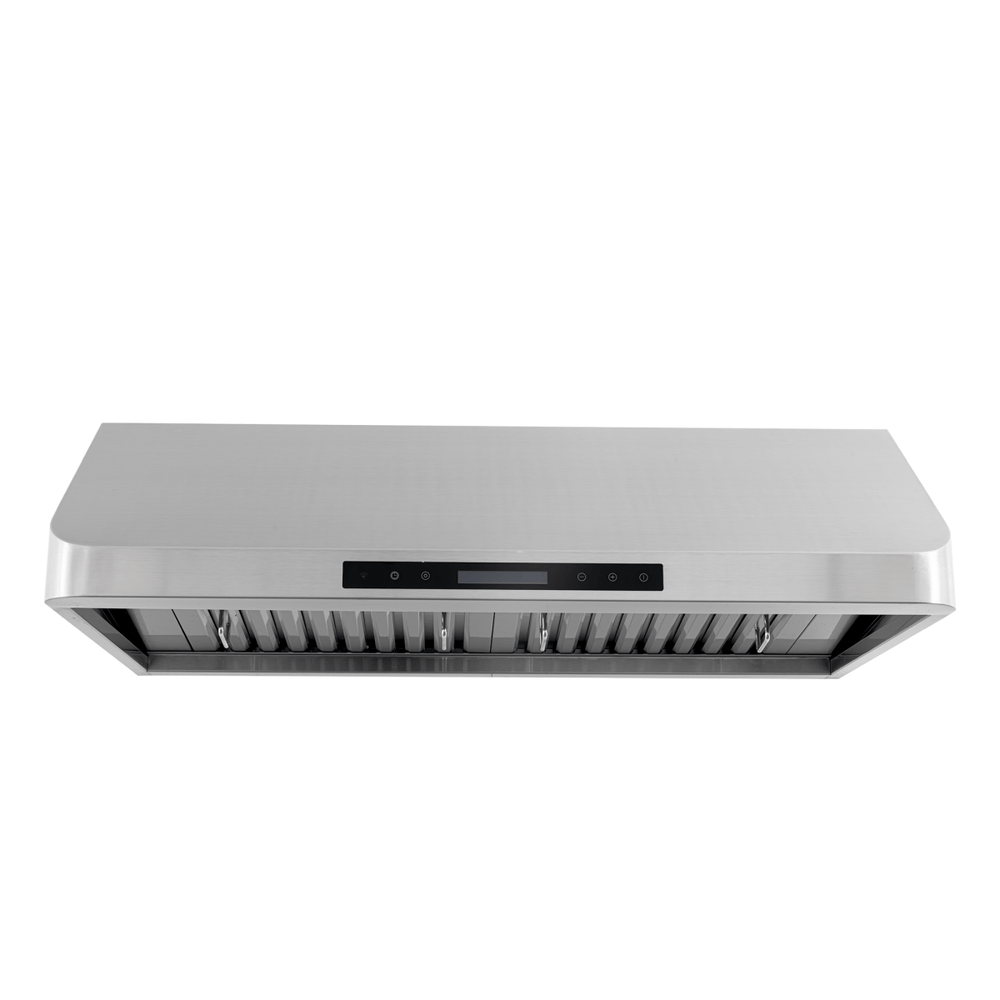 Proline PLJW 120 Range Hood, stainless steel, 900/1800 CFM, digital controls, ductless option. ProlineRangeHoods.com.