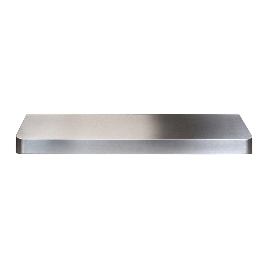 A sleek, rectangular under-cabinet range hood from ProlineRangeHoods.com, crafted in 430 stainless steel with rounded edges.