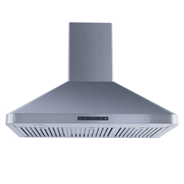 ProlineRangeHoods.com PLSW 129R Wall Mount Range Hood offers stainless steel, space-saving design & 550 CFM ventilation.