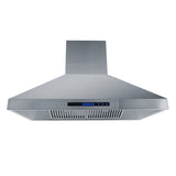 Front view of the ProlineRangeHoods.com PLSW ProS Range Hood: 550/1200 CFM, touch controls, 2025 stainless steel design.