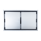 Proline PLFI 42" Ceiling Flush Mount Range Hood, stainless steel, 1200 CFM. Shown on white. ProlineRangeHoods.com.