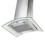 The Proline PLFI 544 from ProlineRangeHoods.com features a stainless finish, 600 CFM motor & curved glass canopy.