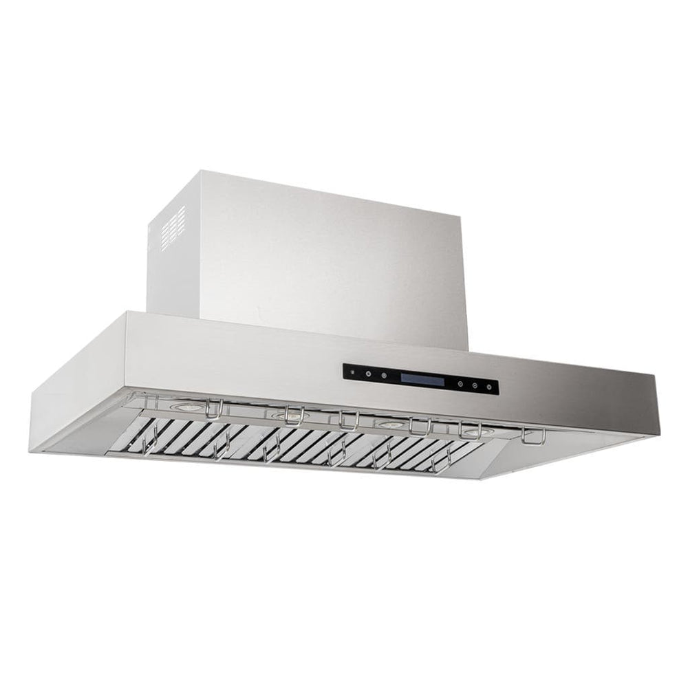 Proline PLFI 755 Island Range Hood: 1100 CFM, stainless steel, outdoor finish, advanced filtration. ProlineRangeHoods.com.