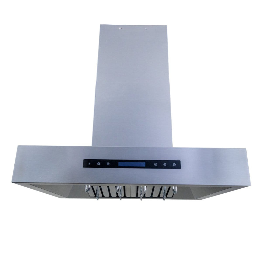 ProlineRangeHoods.com Island Range Hood, model PLFI 755, offers 1100 CFM ventilation, LCD controls & stainless finish.