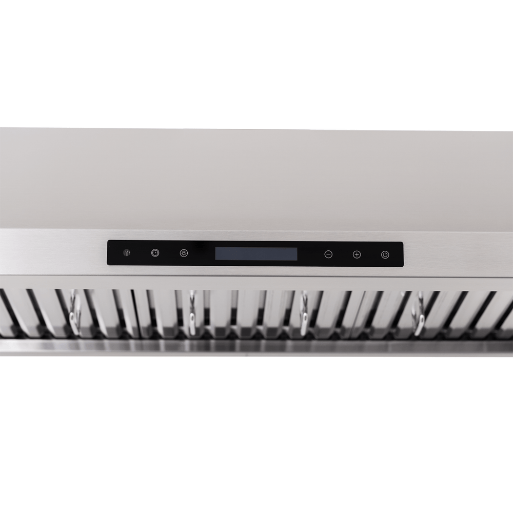Proline PLFW 115 under-cabinet range hood with stainless finish, digital controls, baffle filters. ProlineRangeHoods.com.