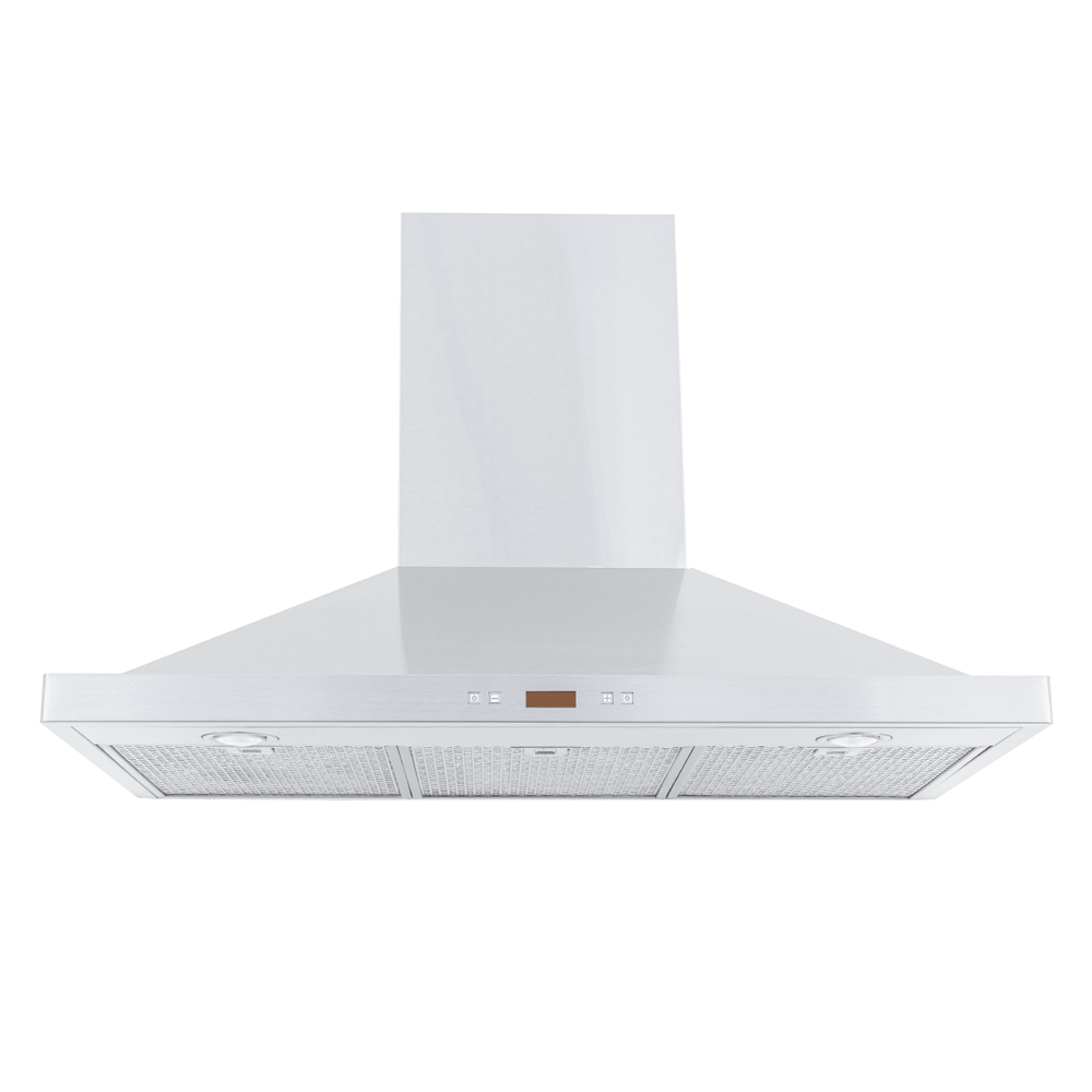 Proline PLFW 520 Range Hood: stainless or matte black, digital controls, mesh filters, 600/1200 CFM—ProlineRangeHoods.com.