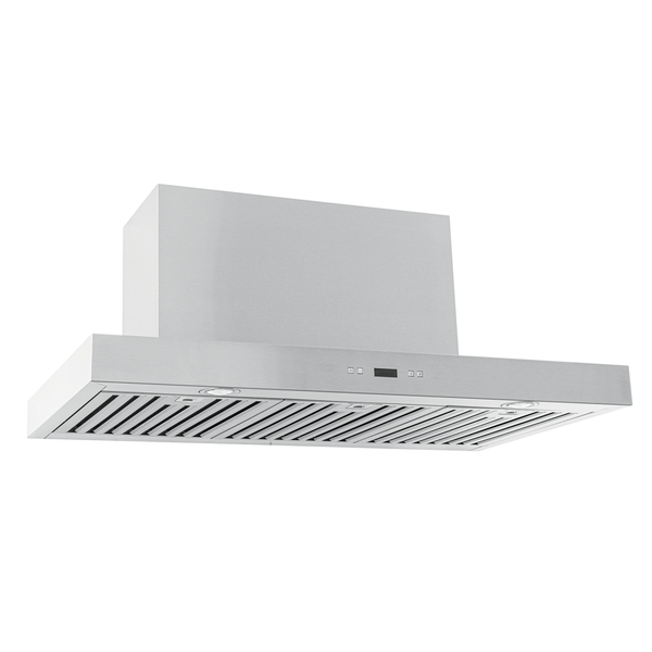 The Proline PLFW 750 wall range hood has a stainless finish, 900/1100 CFM, vent slats, LED display. ProlineRangeHoods.com.