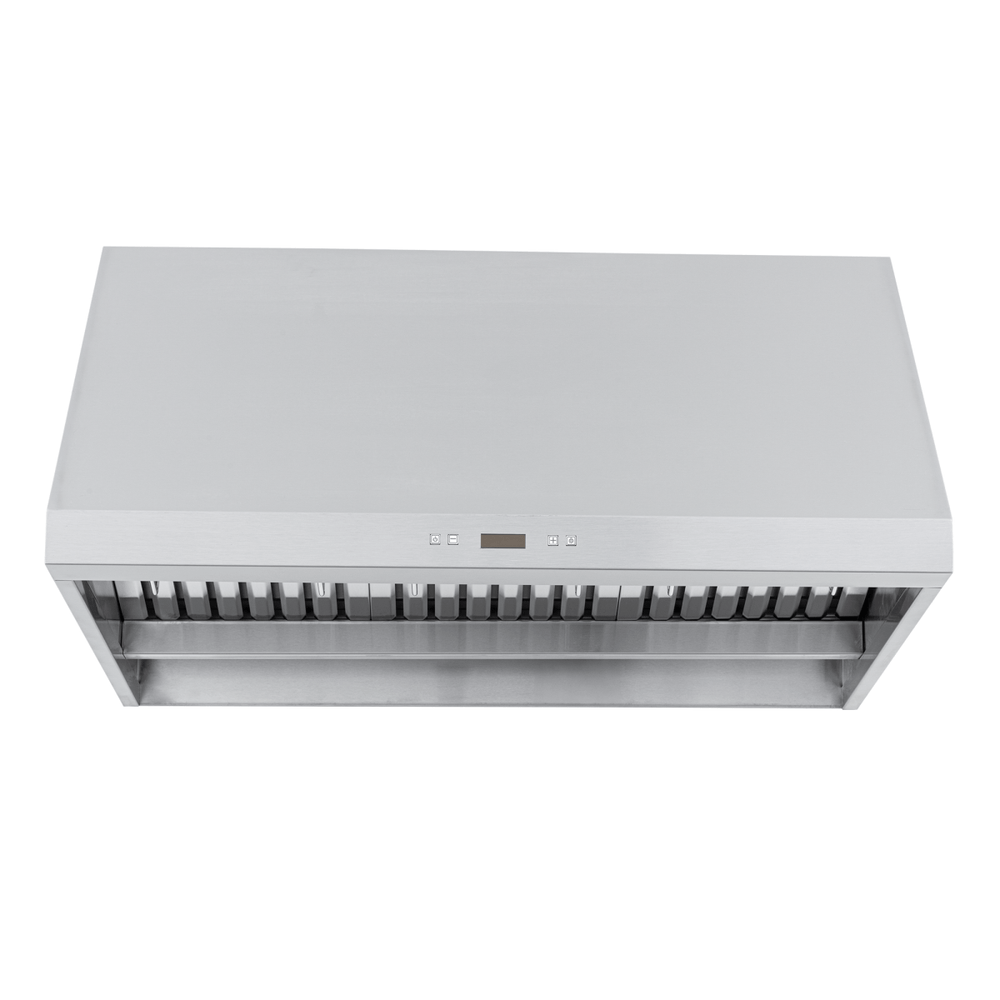Proline PLFW 832 Range Hood, 1000/2000 CFM, stainless steel, ductless-option—front view. ProlineRangeHoods.com.