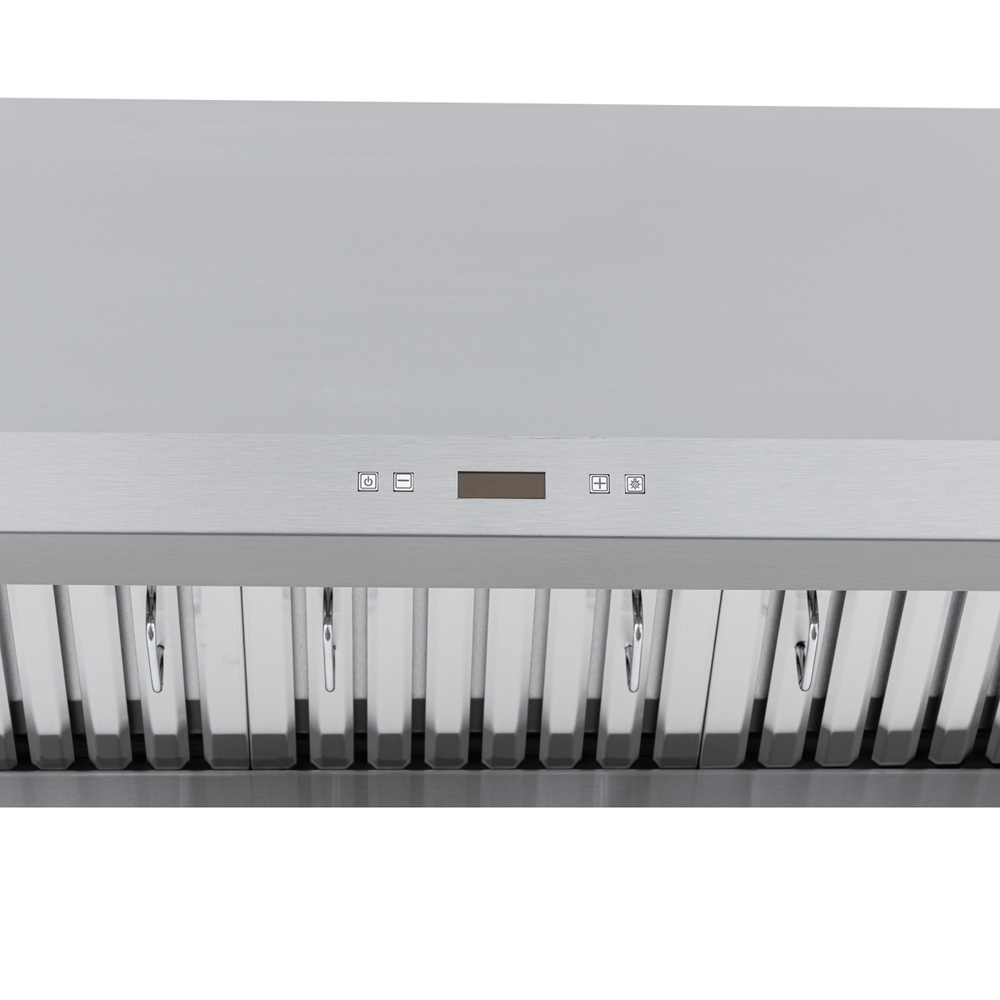 Proline PLFW 832 under-cabinet range hood: stainless steel, 1000/2000 CFM, ductless option. ProlineRangeHoods.com.