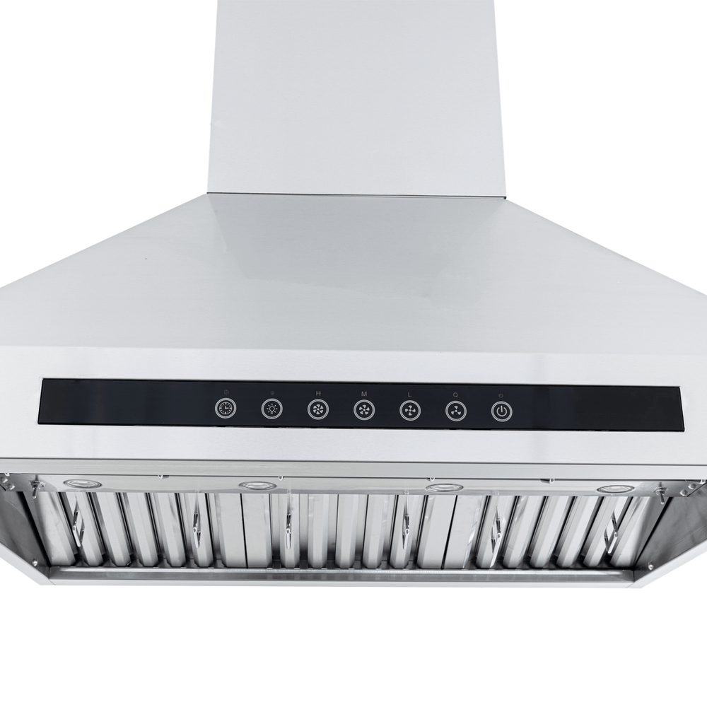Proline PLJI 102 Island Range Hood: 1200 CFM, dual motors, sleek finish. Find it at ProlineRangeHoods.com.