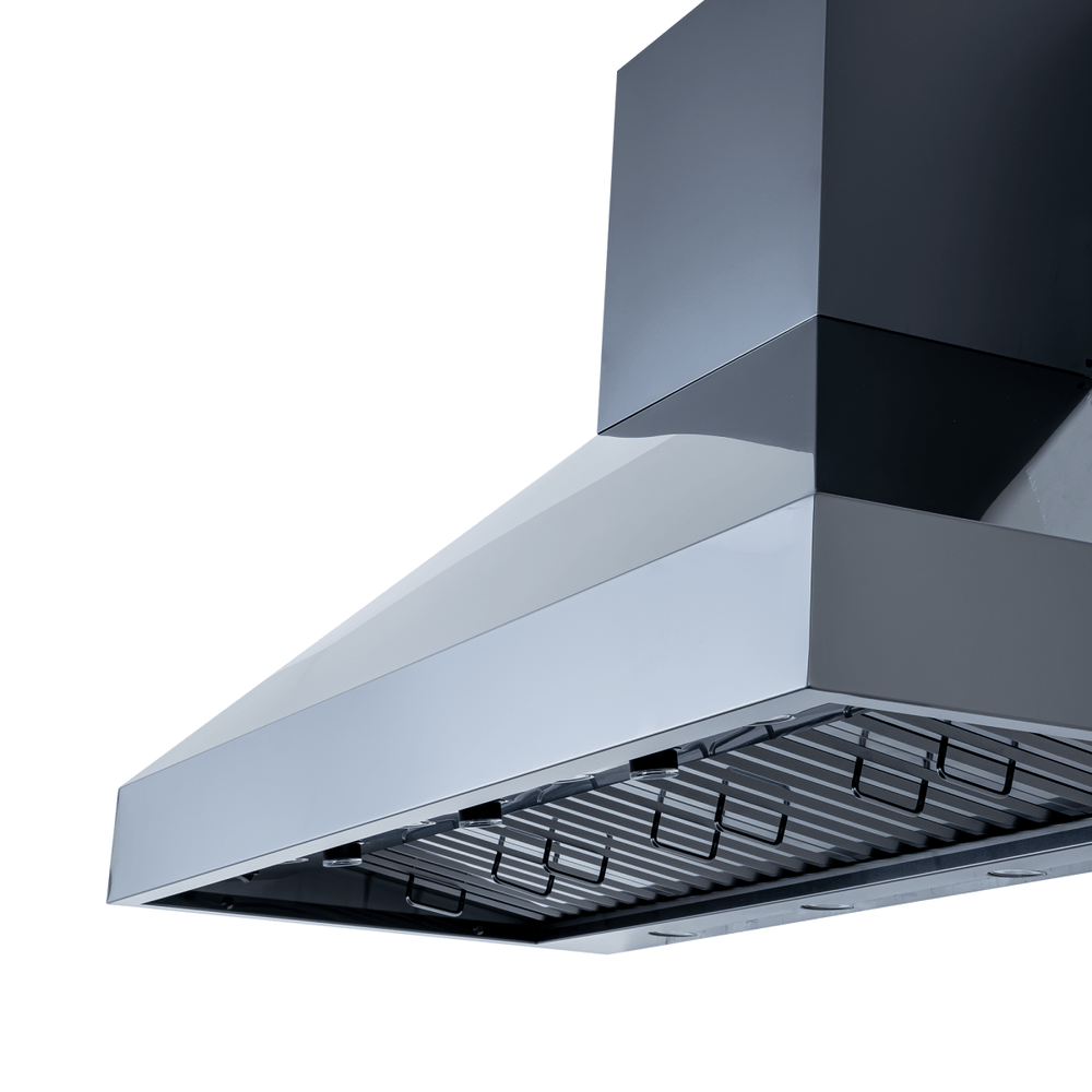 ProlineRangeHoods.com PLJW 104 wall-mount stainless range hood with 1200 CFM, outdoor finish, dishwasher-safe filters.