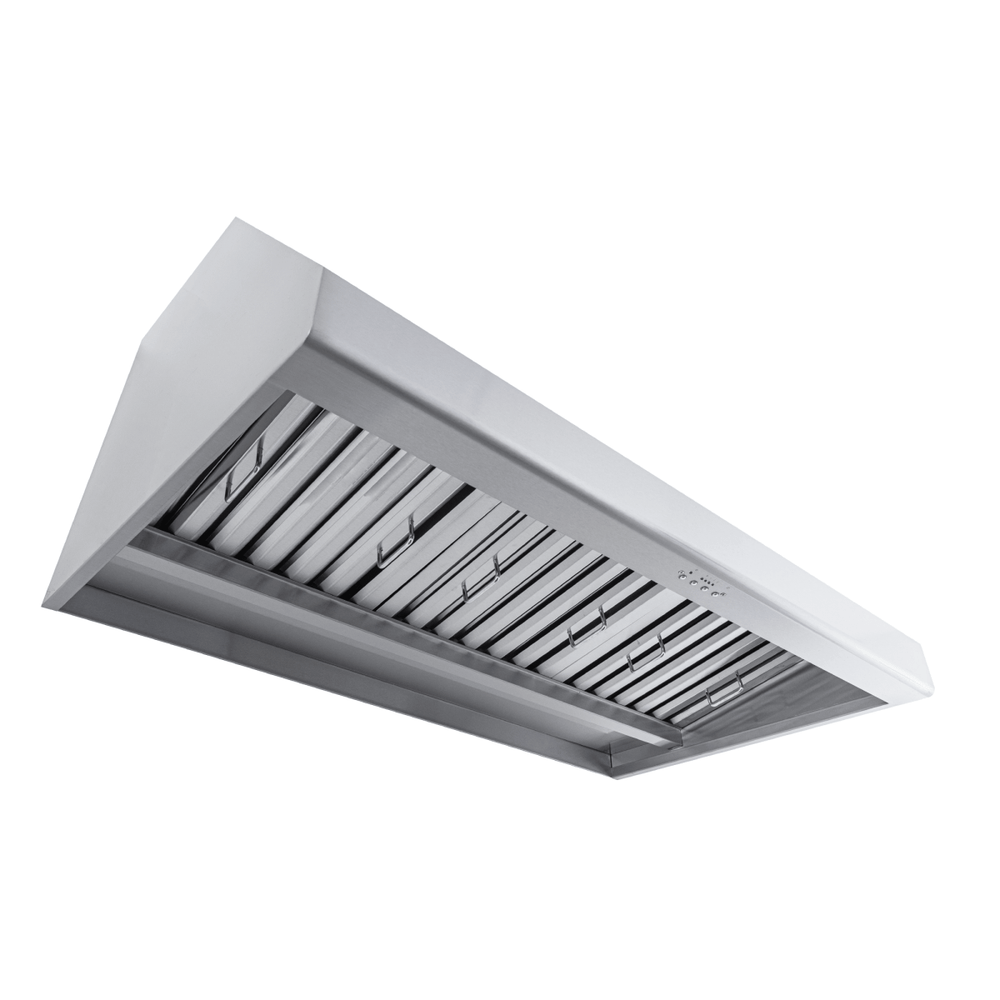 Proline PLJW 108 Under Cabinet Range Hood, stainless steel, 1000/2000 CFM suction; low angle. ProlineRangeHoods.com.