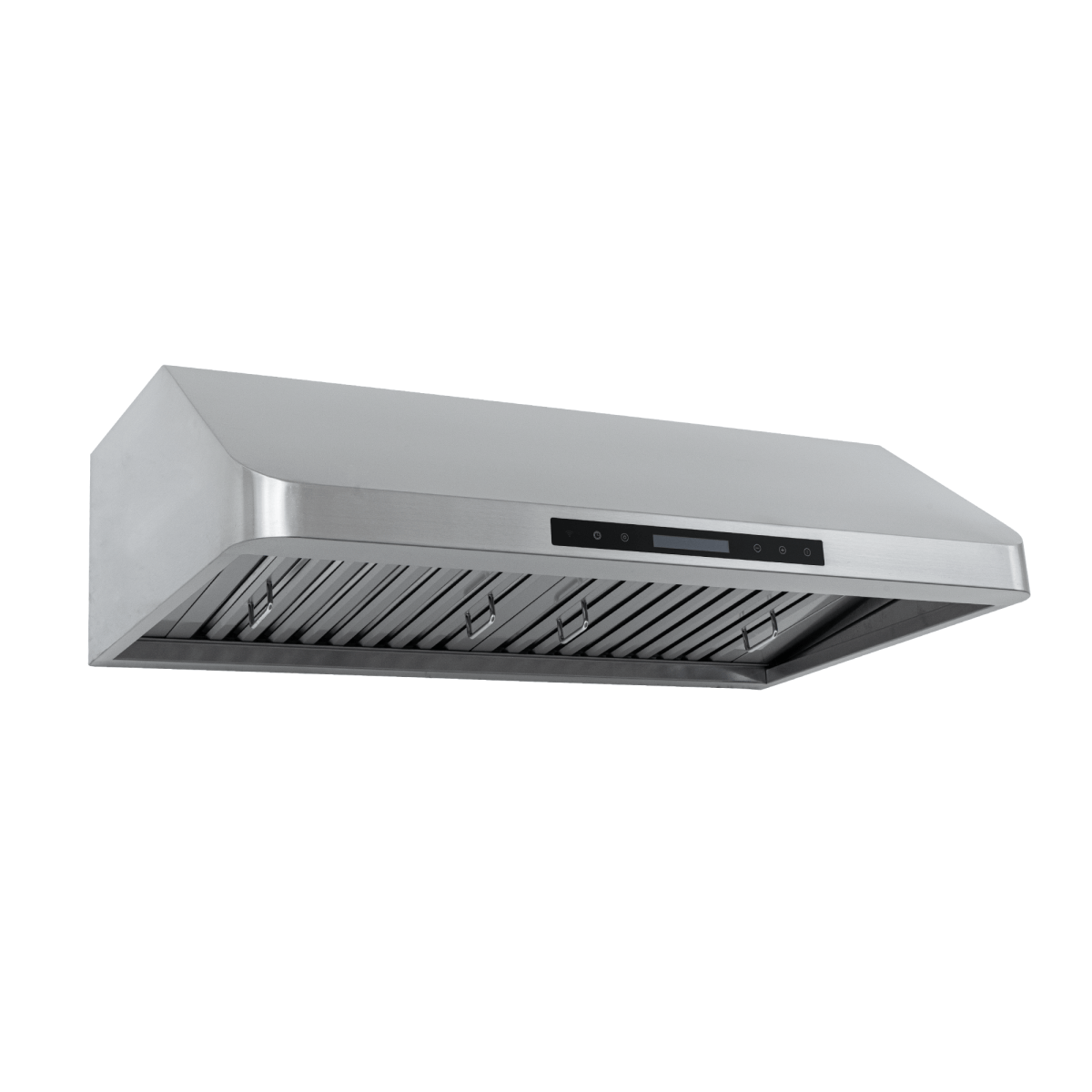 Proline PLJW 113 under cabinet vent hood, 900 CFM, stainless, modern panel, vent slats; ProlineRangeHoods.com.