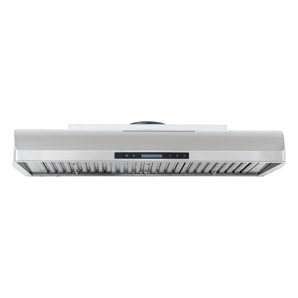 The Proline PLJW 117 under-cabinet range hood has a stainless finish, 900 CFM, baffle filters. ProlineRangeHoods.com.