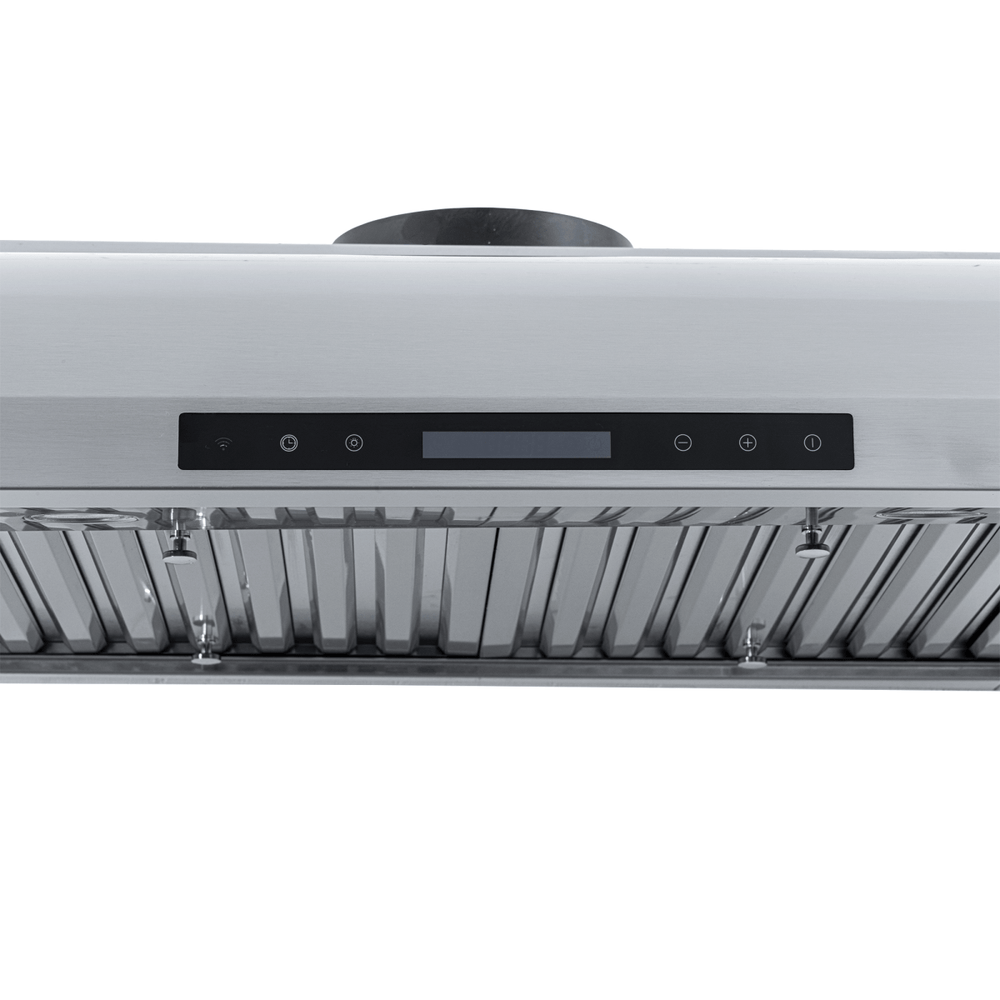 PLJW 117 under-cabinet range hood with 900 CFM steel finish, digital controls, baffle filters. ProlineRangeHoods.com.