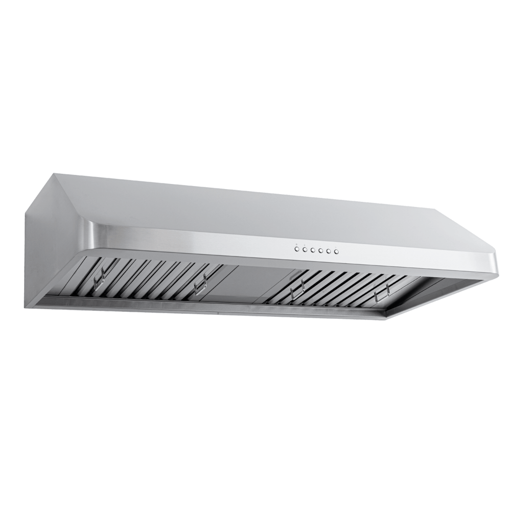Proline PLJW 121 Under-Cabinet Range Hood with 900 CFM, baffle filters, touch controls—ProlineRangeHoods.com.