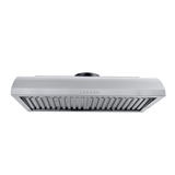 Proline PLJW 133 ductless range hood, stainless steel, 900 CFM, metal filters, controls. ProlineRangeHoods.com.