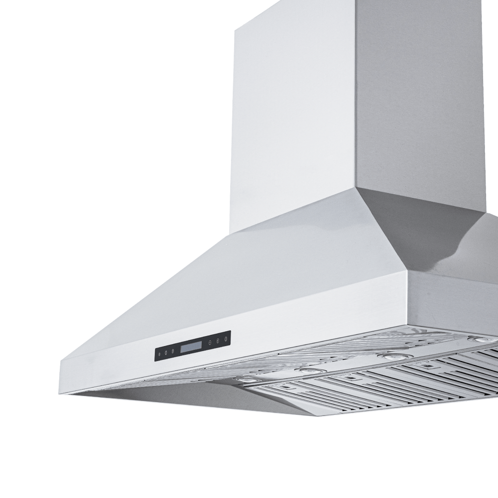 Proline Range Hoods ProSI island hood, 900/1800 CFM, stainless steel, dual motors; ProlineRangeHoods.com.
