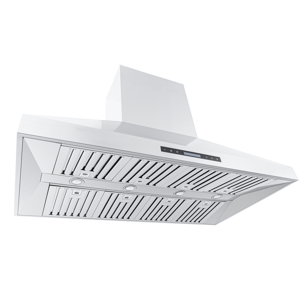 Proline ProSI Ducted Island Range Hood: Dual-motor, sleek controls, steel finish. ProlineRangeHoods.com.
