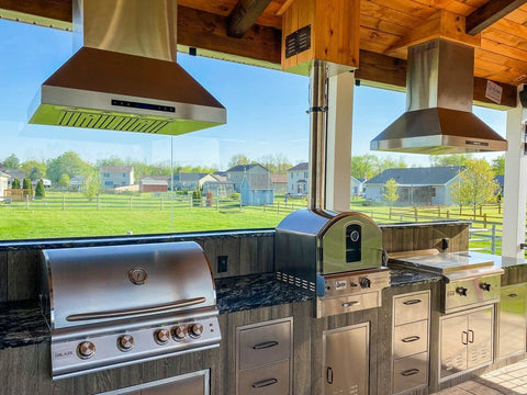 Proline PROSI - Ducted Island Range Hood, 900/1800 CFM | Stainless Steel Finish