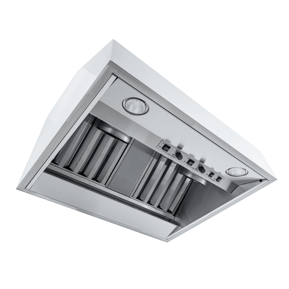 Proline ProVW ducted under-cabinet range hood has a stainless finish, lights, controls, variable CFM. ProlineRangeHoods.com.