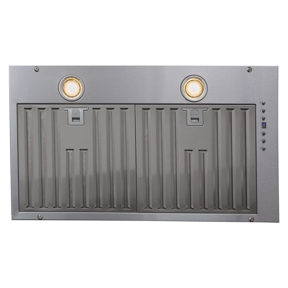 The Proline UMOD INS by ProlineRangeHoods.com features stainless steel, 600 CFM, lights, buttons & ducted power.