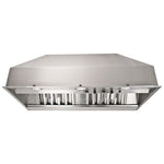 Introducing the Proline ProVL Insert Range Hood by **ProlineRangeHoods.com**, featuring a sleek stainless steel design and variable CFM airflow.