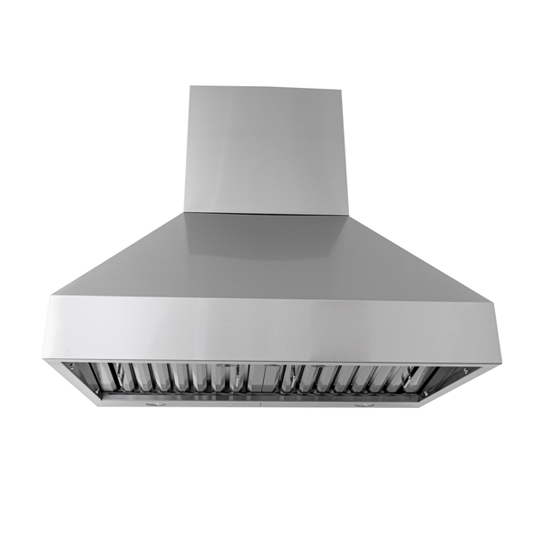 Proline PLJW 104 Signature Series Wall Range Hood, stainless steel, 1200 CFM blower, front view. ProlineRangeHoods.com.