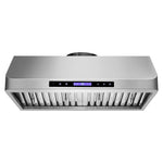 The ProlineRangeHoods.com 30-36" Under-Cabinet Range Hood, model PLFW 115, offers 900 CFM airflow and is convertible to ductless.